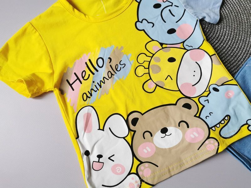 Костюм на літо хлопчику Hello, animales жовтий 10486, Розмір 120 10486 фото