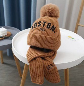 Шапка і шарф комплект зимовий Boston колір коричневий 10977, Розмір 48 10977 фото