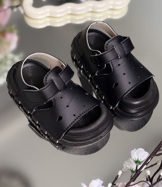 Босоніжки дитячі на липучці SGS чорні, Розмір 21 20758 фото