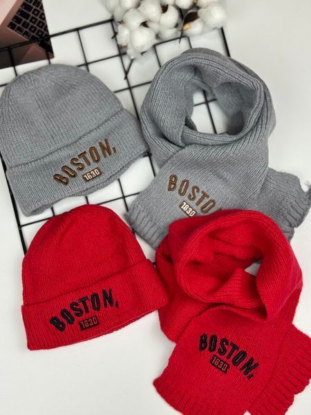 Комплект дитячий шапка і шарф Boston колір сірий 10945, Розмір 50 10945 фото